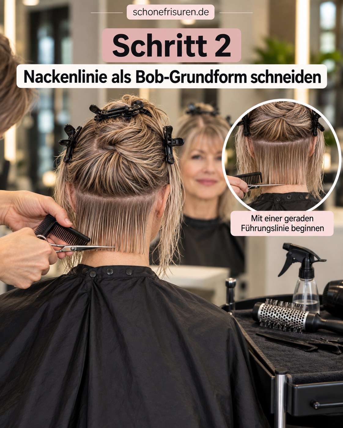 Bob Frisuren mit Pony ab 50 mit gerader Nackenlinie als Grundform