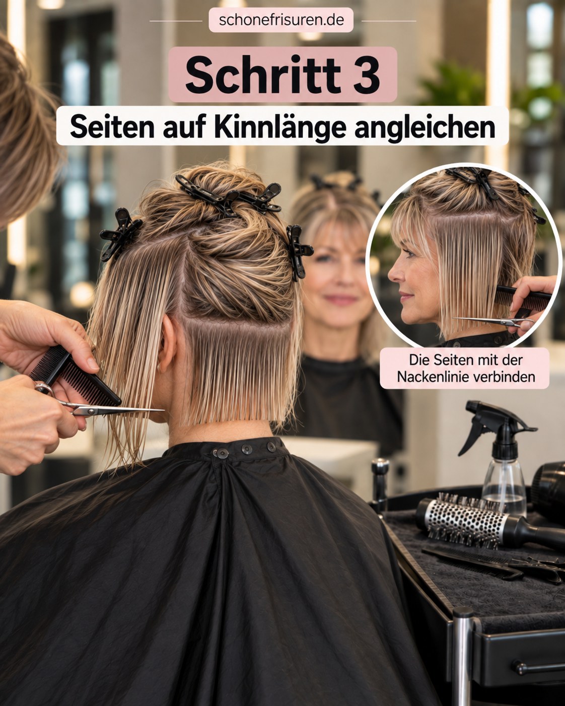 Bob Frisuren mit Pony ab 50 mit auf Kinnlänge geschnittenen Seiten
