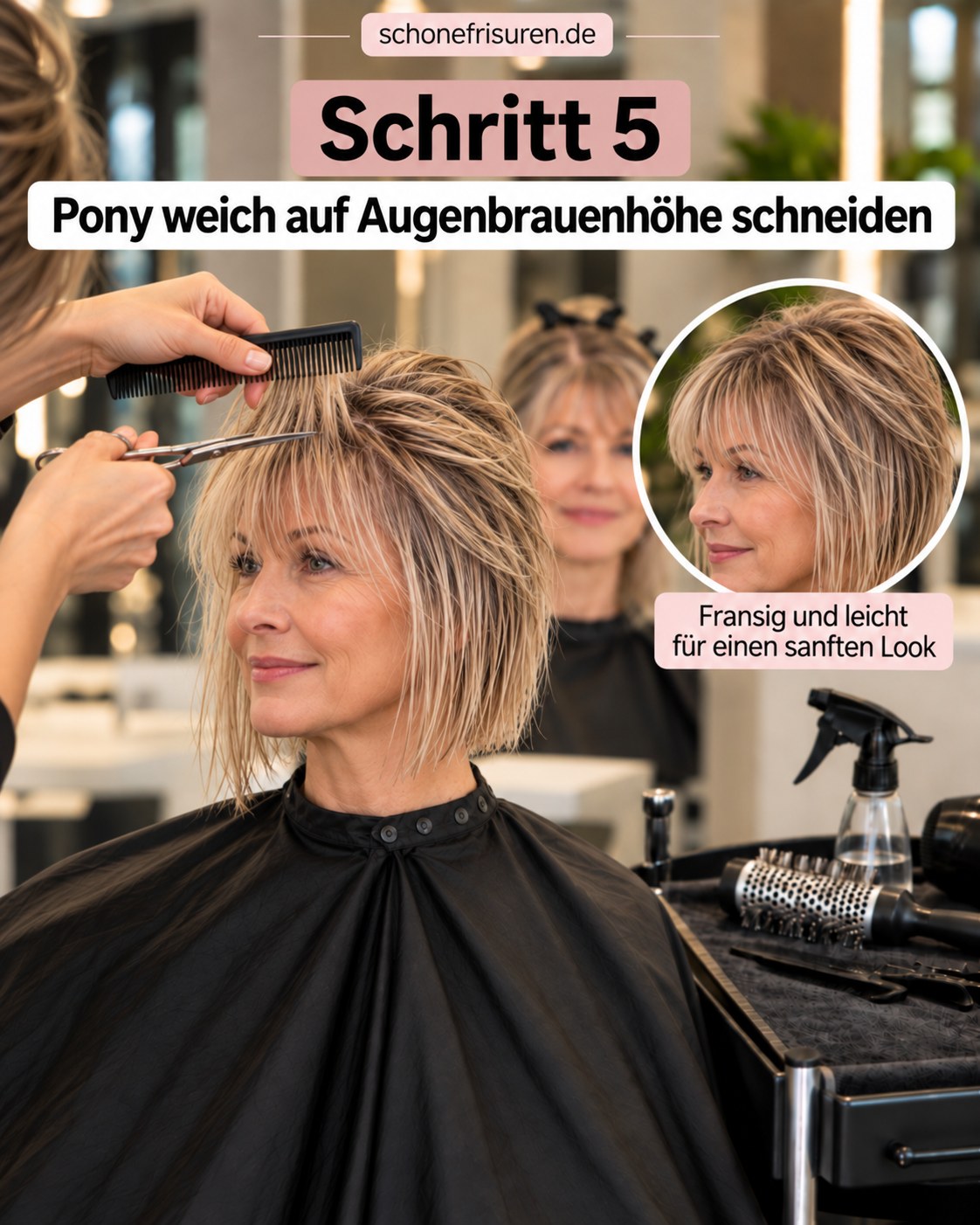 Bob Frisuren mit Pony ab 50 mit weichem Pony auf Augenbrauenhöhe