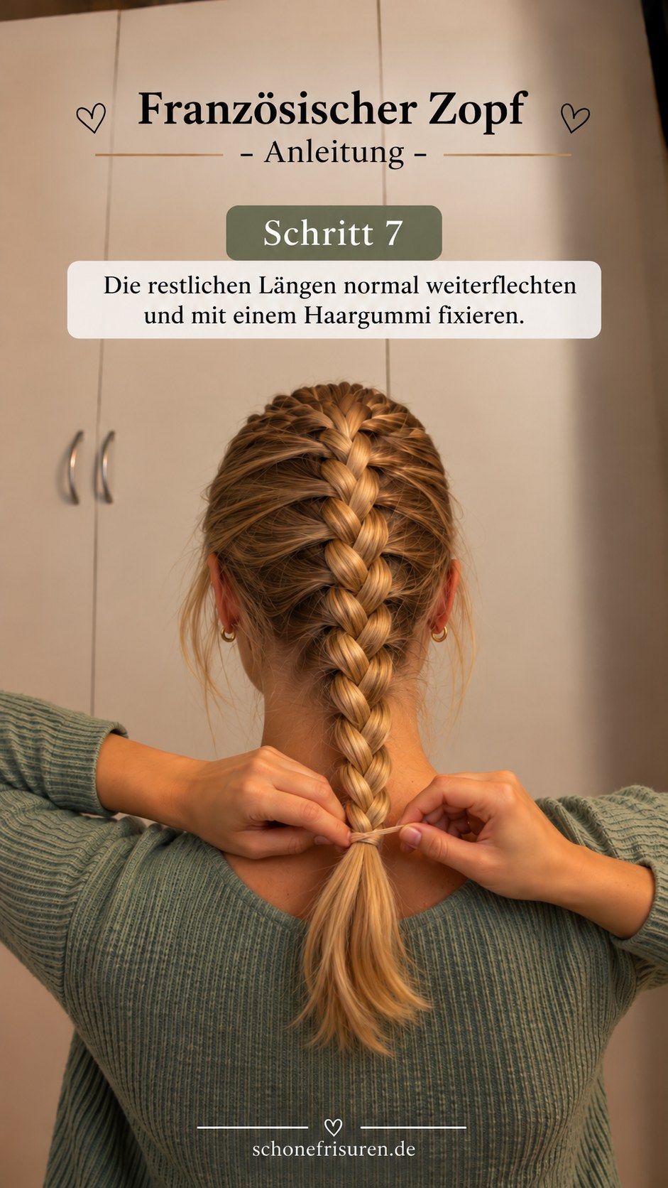 Französischer Zopf Anleitung beim Ausflechten der restlichen Haarlängen