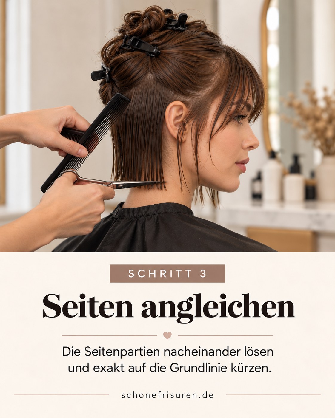 French Bob mit Pony Seitenpartien werden exakt angeglichen