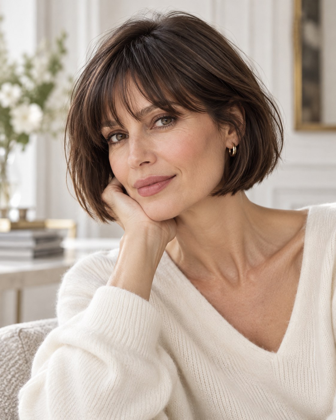 Eleganter French Bob mit Pony für ein glattes Styling