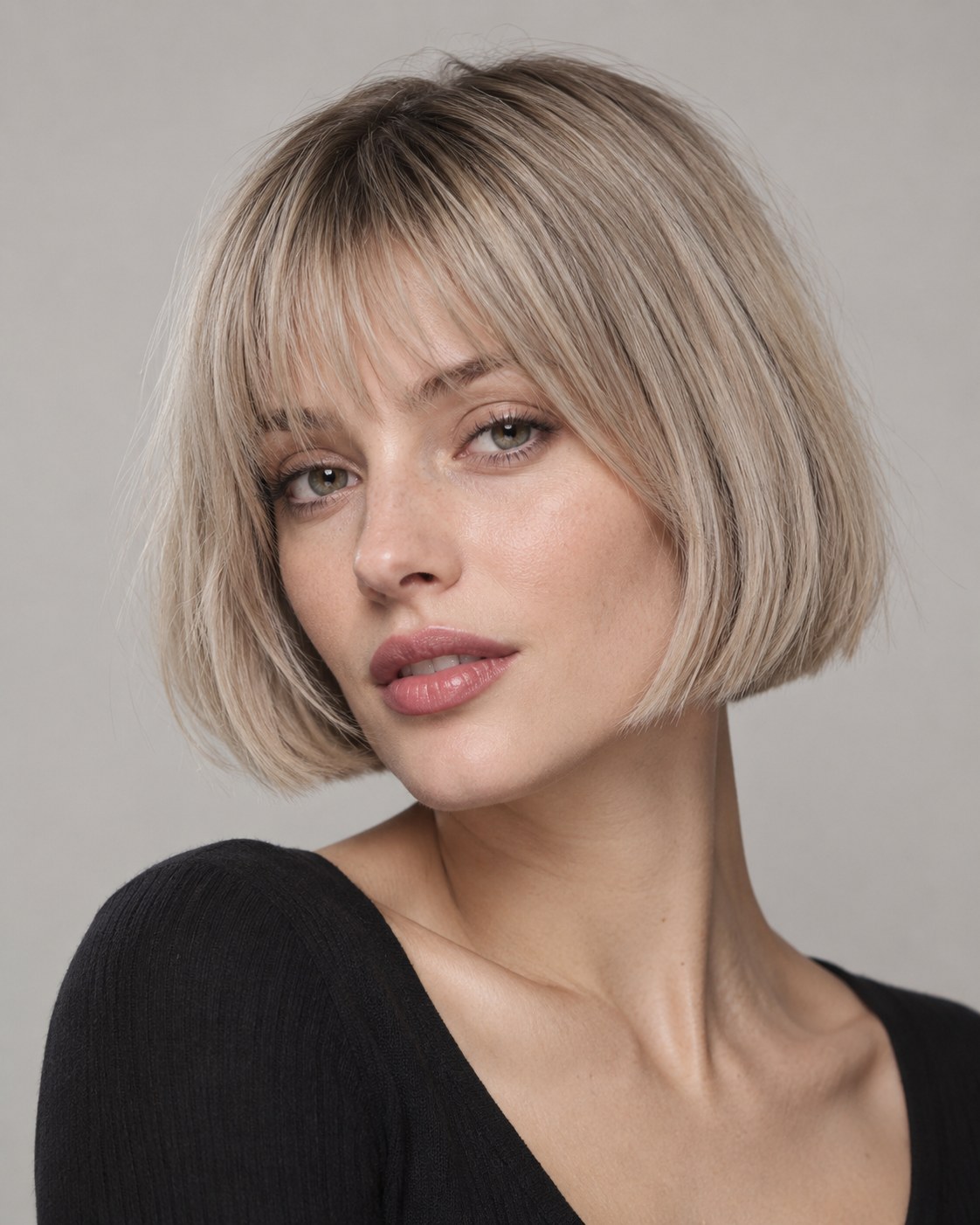 Vielseitiger French Bob mit Pony für verschiedene Stylings