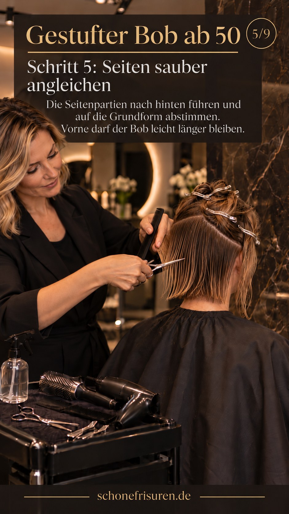 Gestufter Bob ab 50 mit sauber ausgeglichenen Seitenpartien