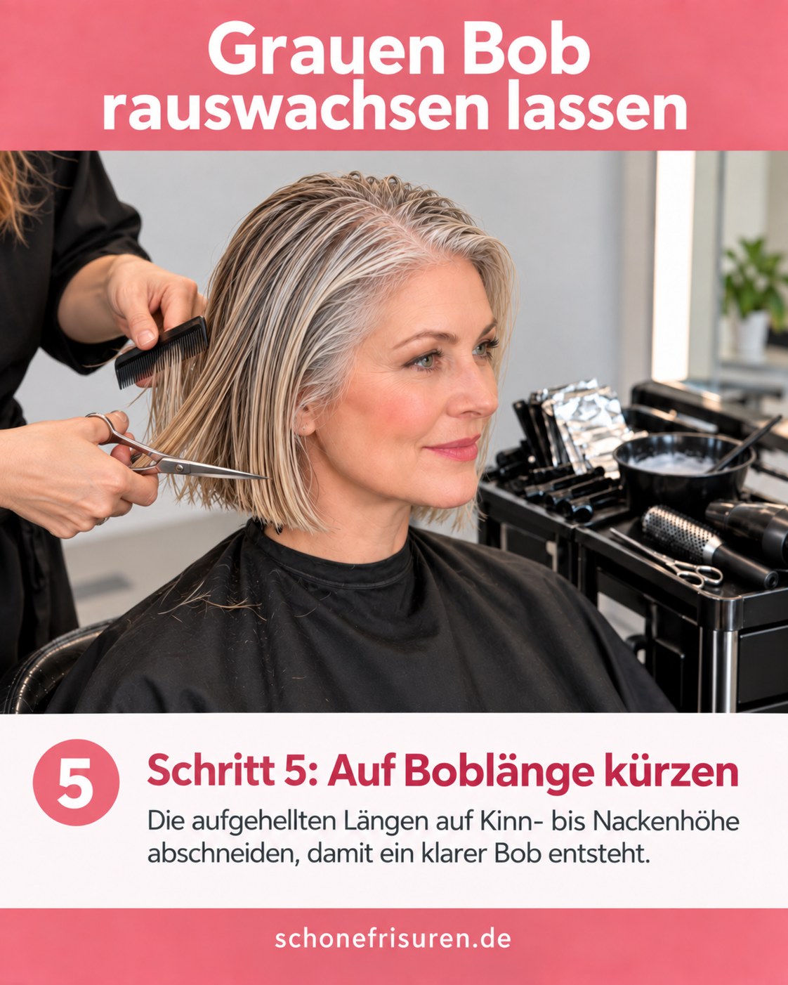 Grauen Bob rauswachsen lassen beim Kürzen auf die gewünschte Bob-Länge
