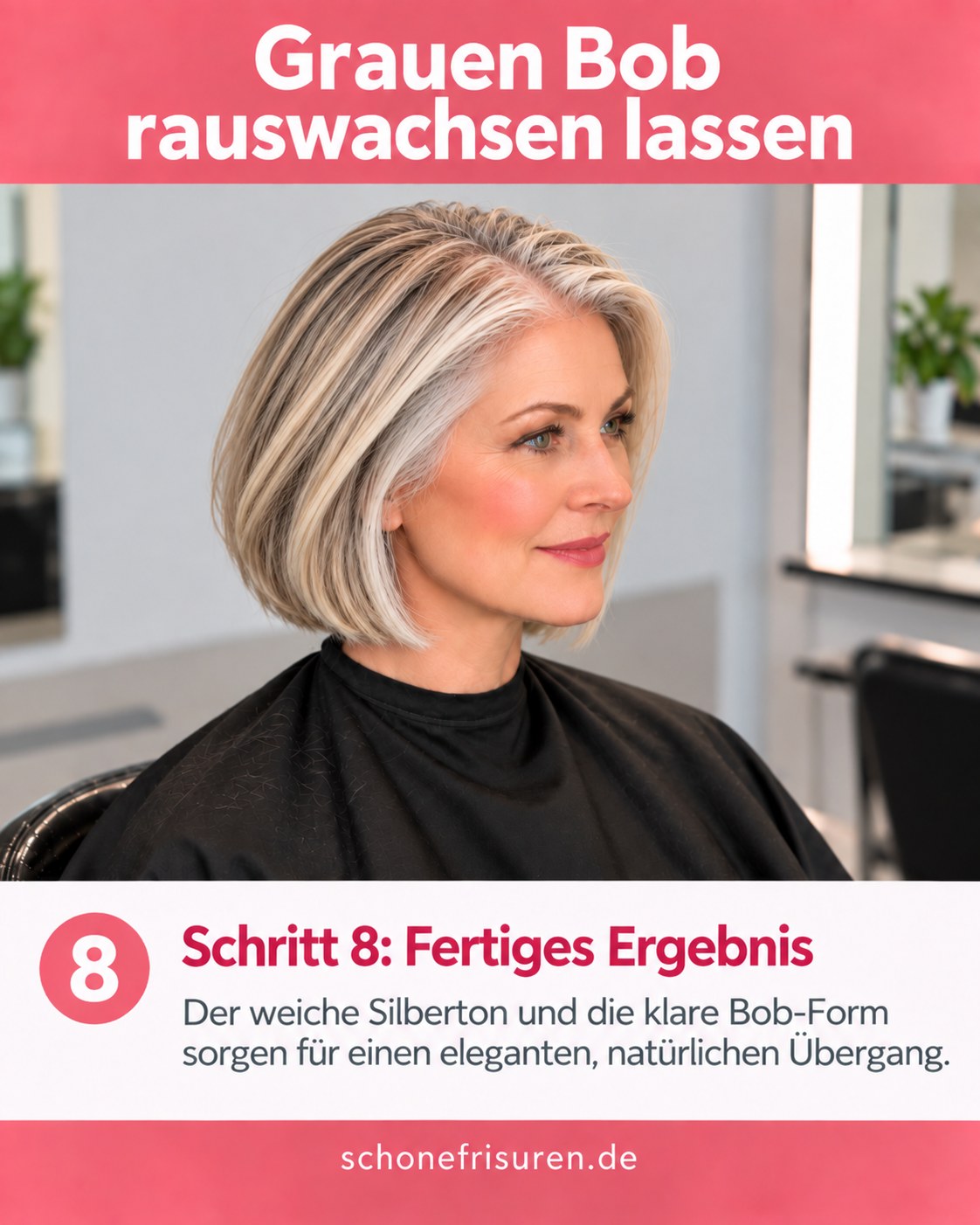 Grauen Bob rauswachsen lassen als fertiger Silber-Bob mit weichem Übergang