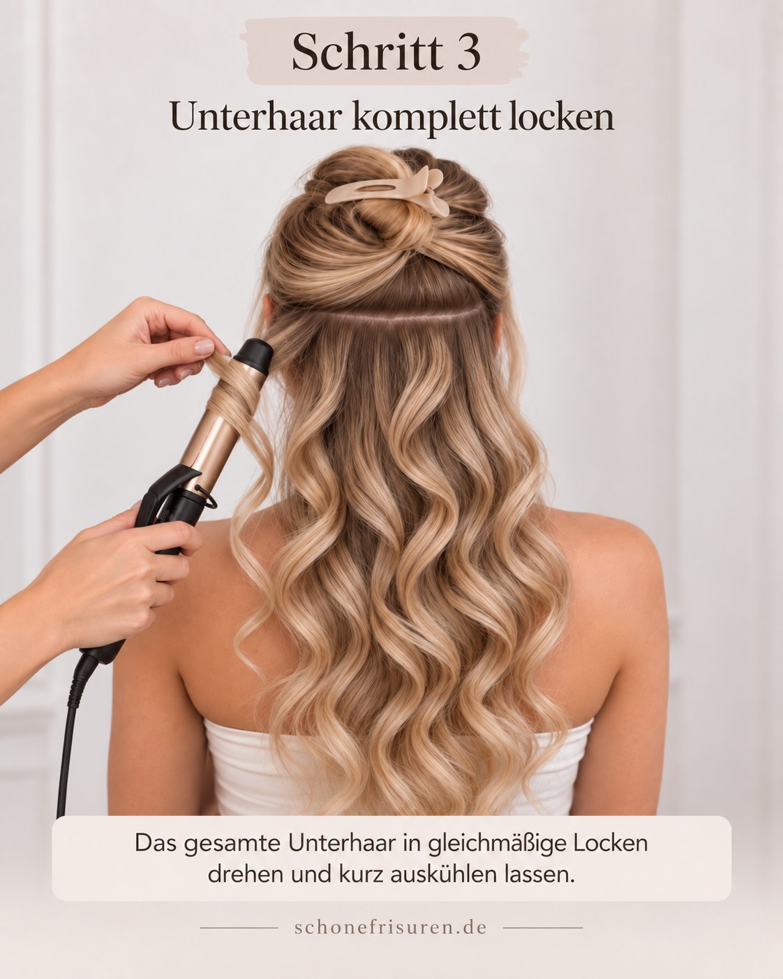 Half up half down Locken gedreht mit vollständig gelocktem Unterhaar