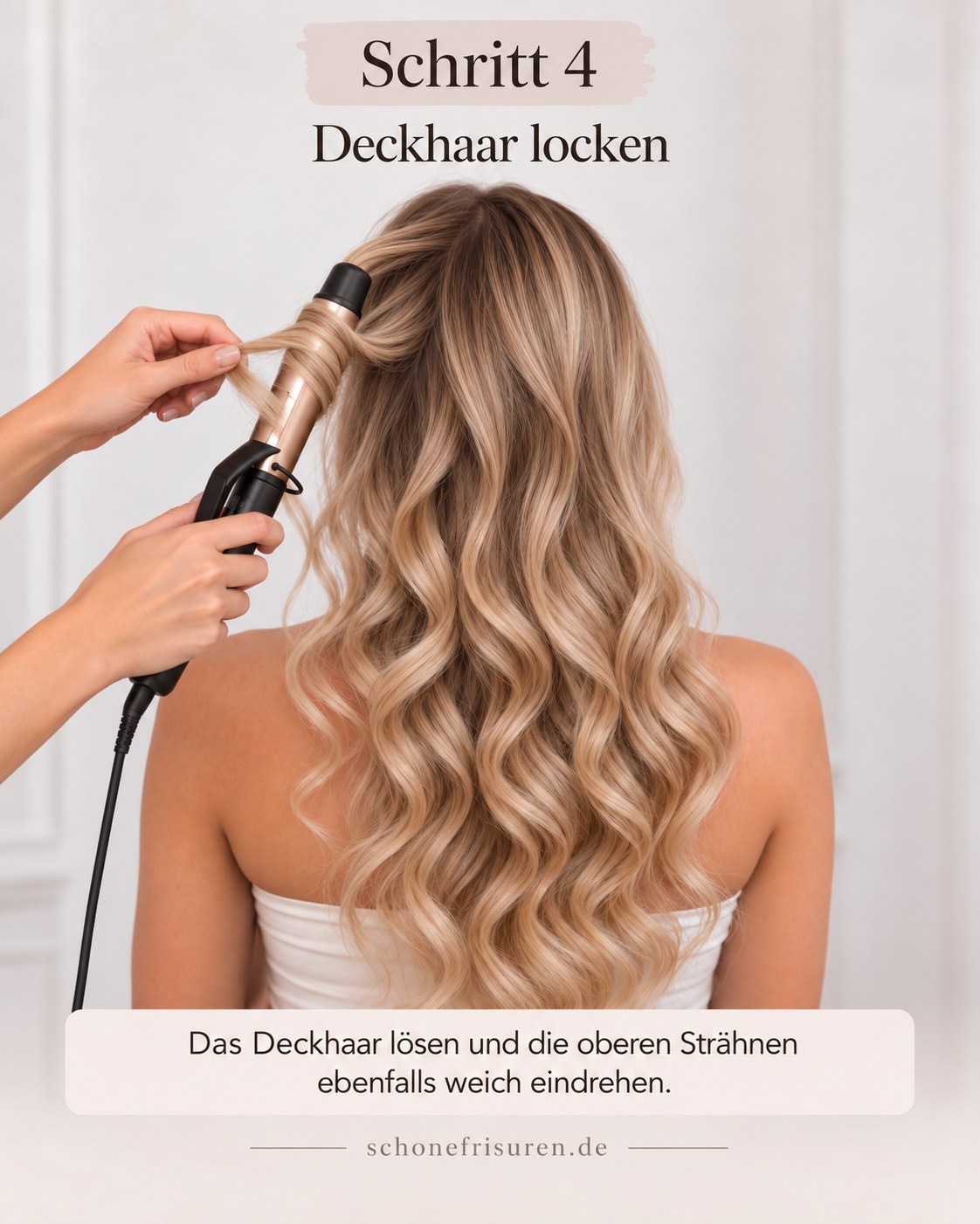 Half up half down Locken gedreht mit weich gelocktem Deckhaar