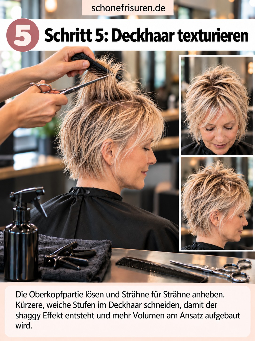 Kurzer Shaggy Bob mit texturiertem Deckhaar und luftigen Stufen