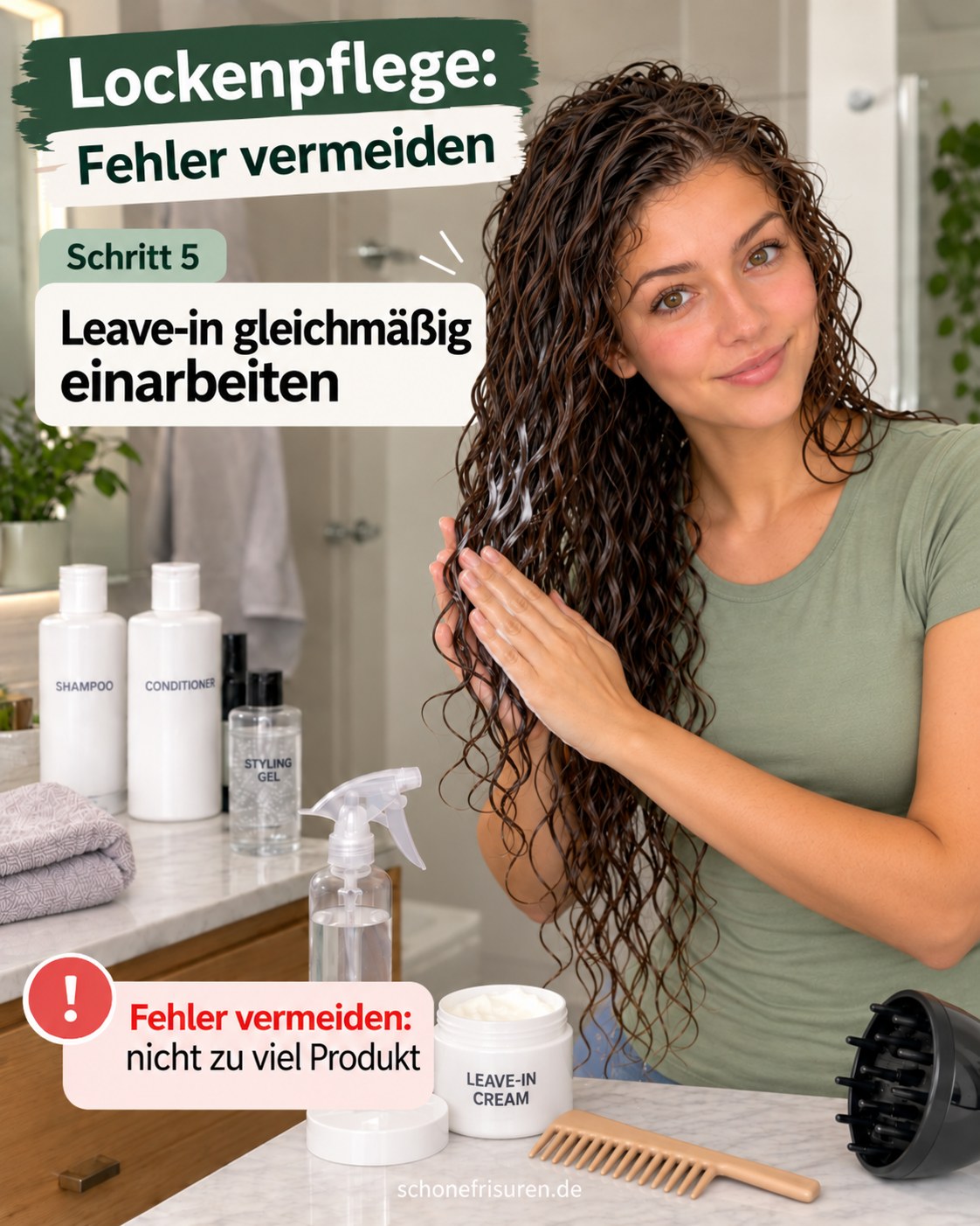 Lockenpflege Fehler vermeiden mit gleichmäßig verteilter Leave-in Cream