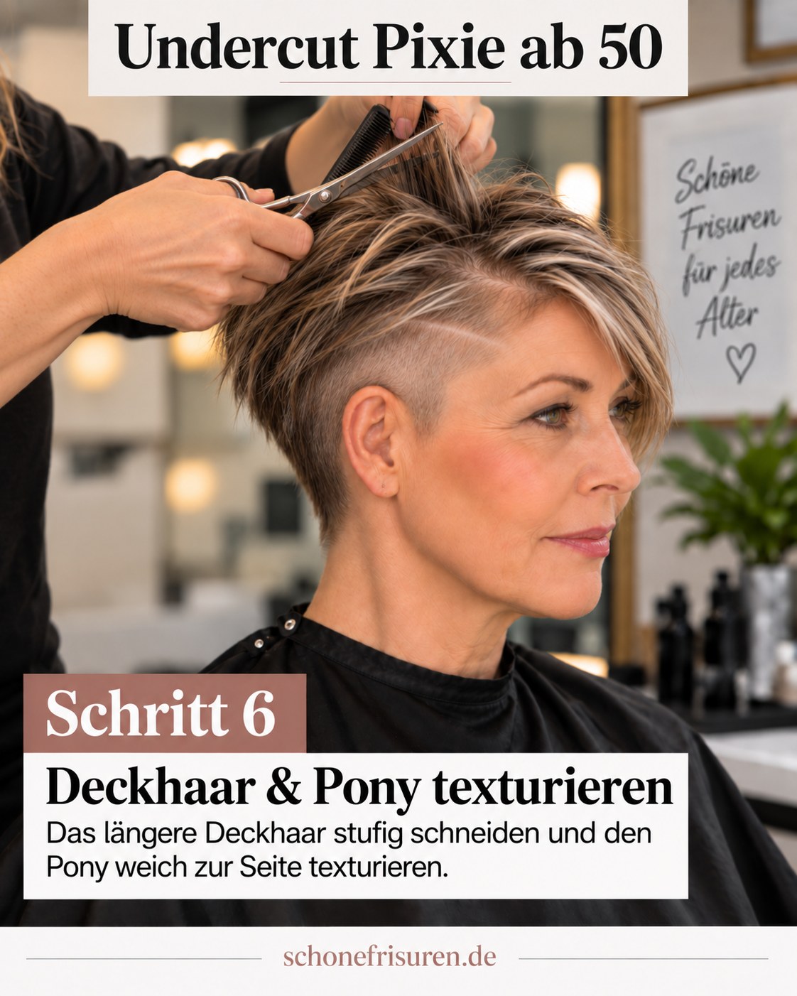 Undercut Pixie ab 50 mit texturiertem Deckhaar und seitlichem Pony