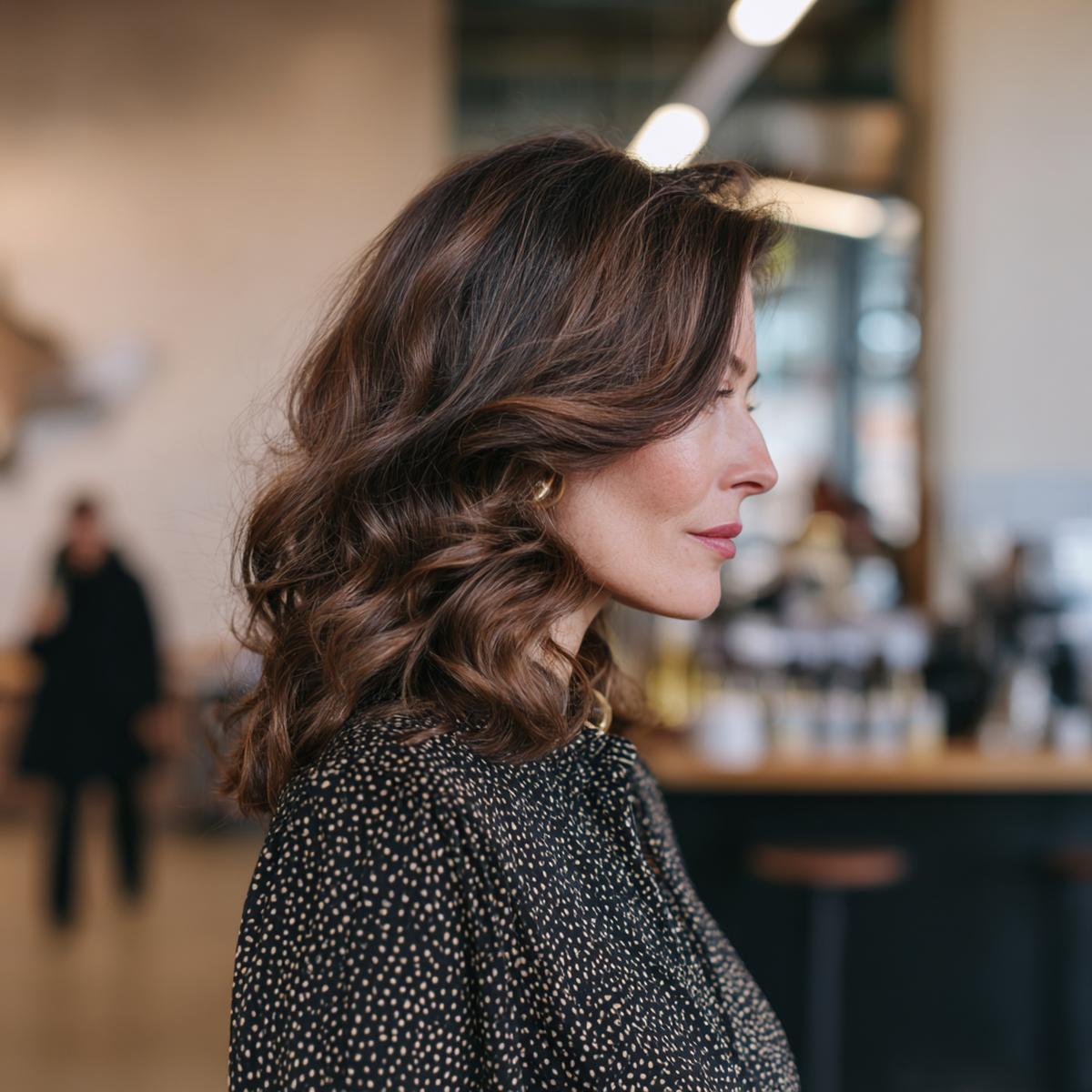 Mittellange Wellen Mit Seitenscheitel