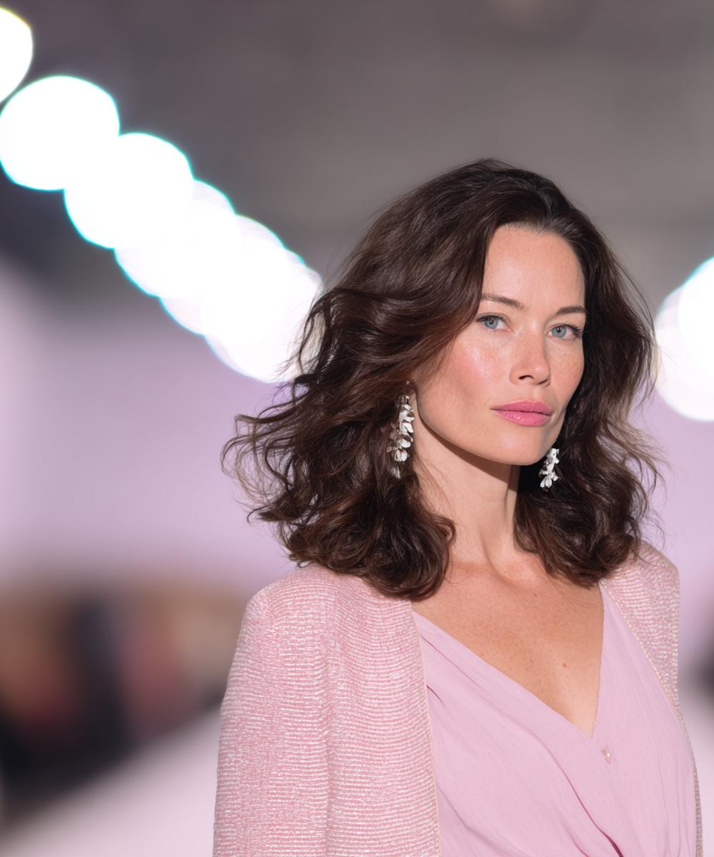 Schulterlanges Dunkelbraunes Wellenhaar