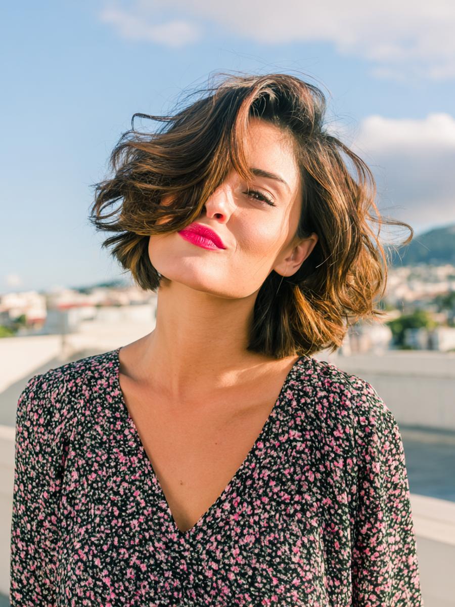 Welliger Seitlicher Bob Braun