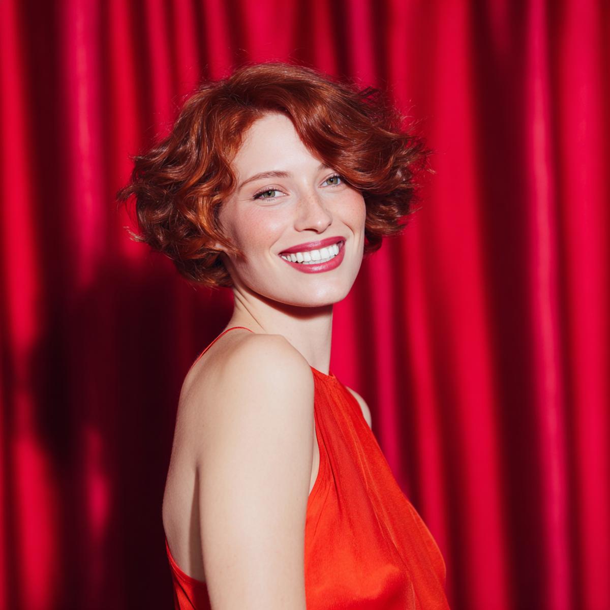 Kurzer Lockiger Bob Kupferrot