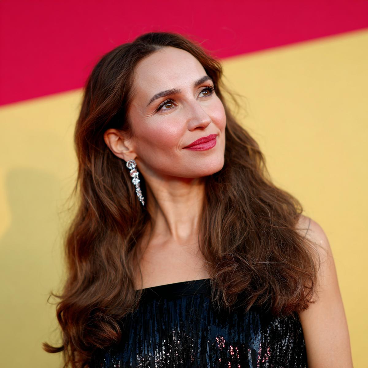 Lange Kastanienbraune Wellen Mittelscheitel