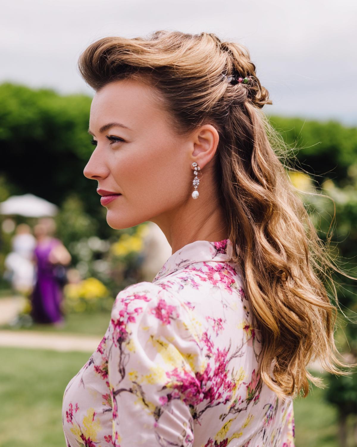 Halb Hochgesteckt Mit Volumenwelle Blond