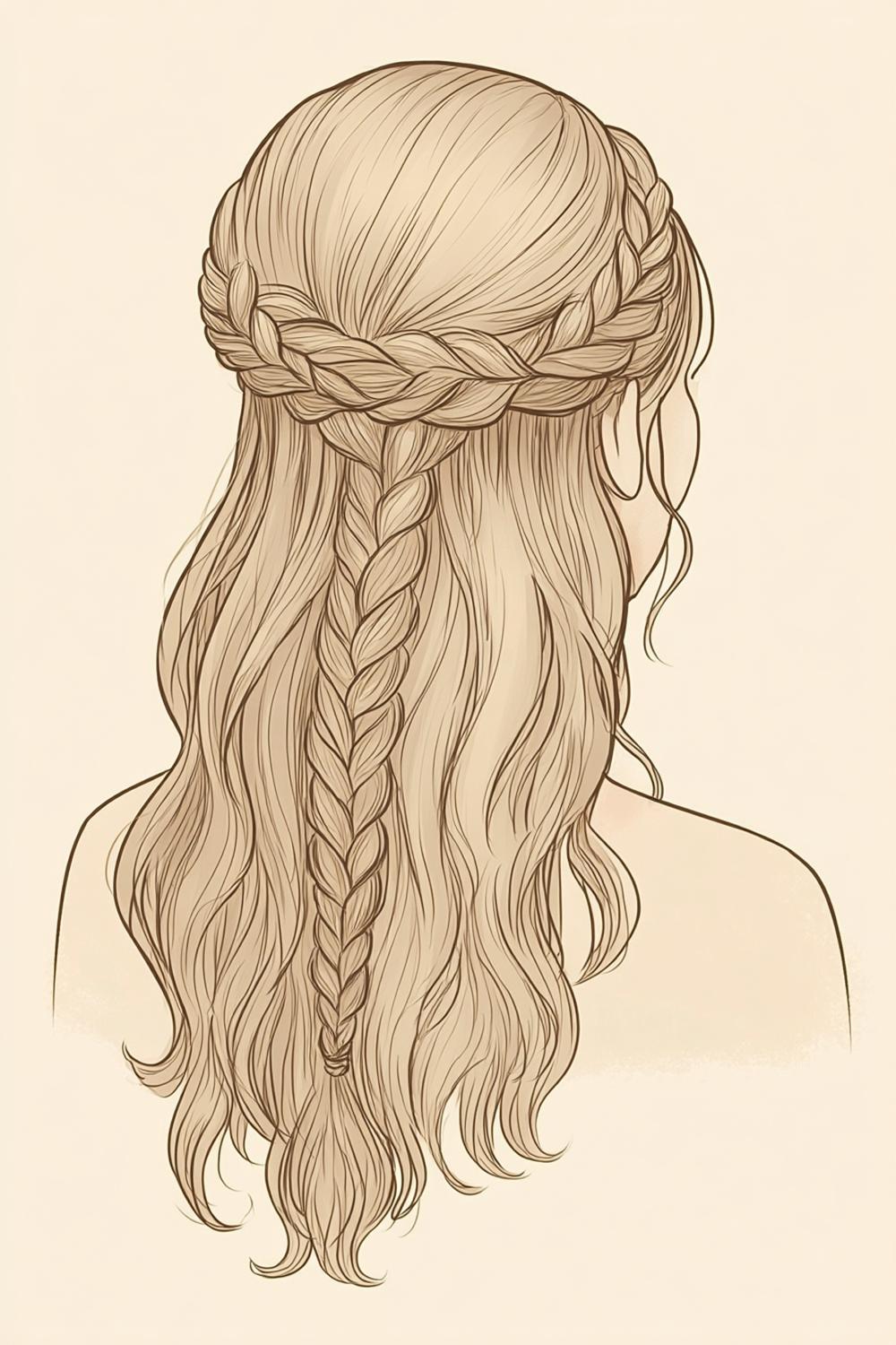 Geflochtene Hochzeitsfrisur Illustration