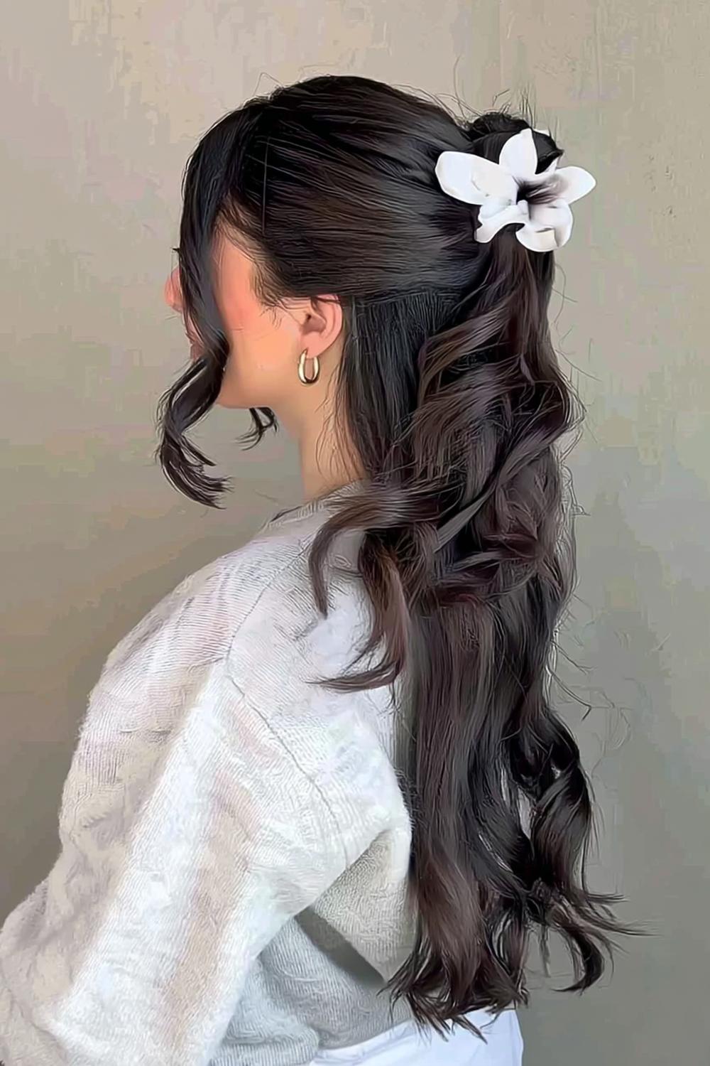 Halb-offen mit Blumen-Accessoire