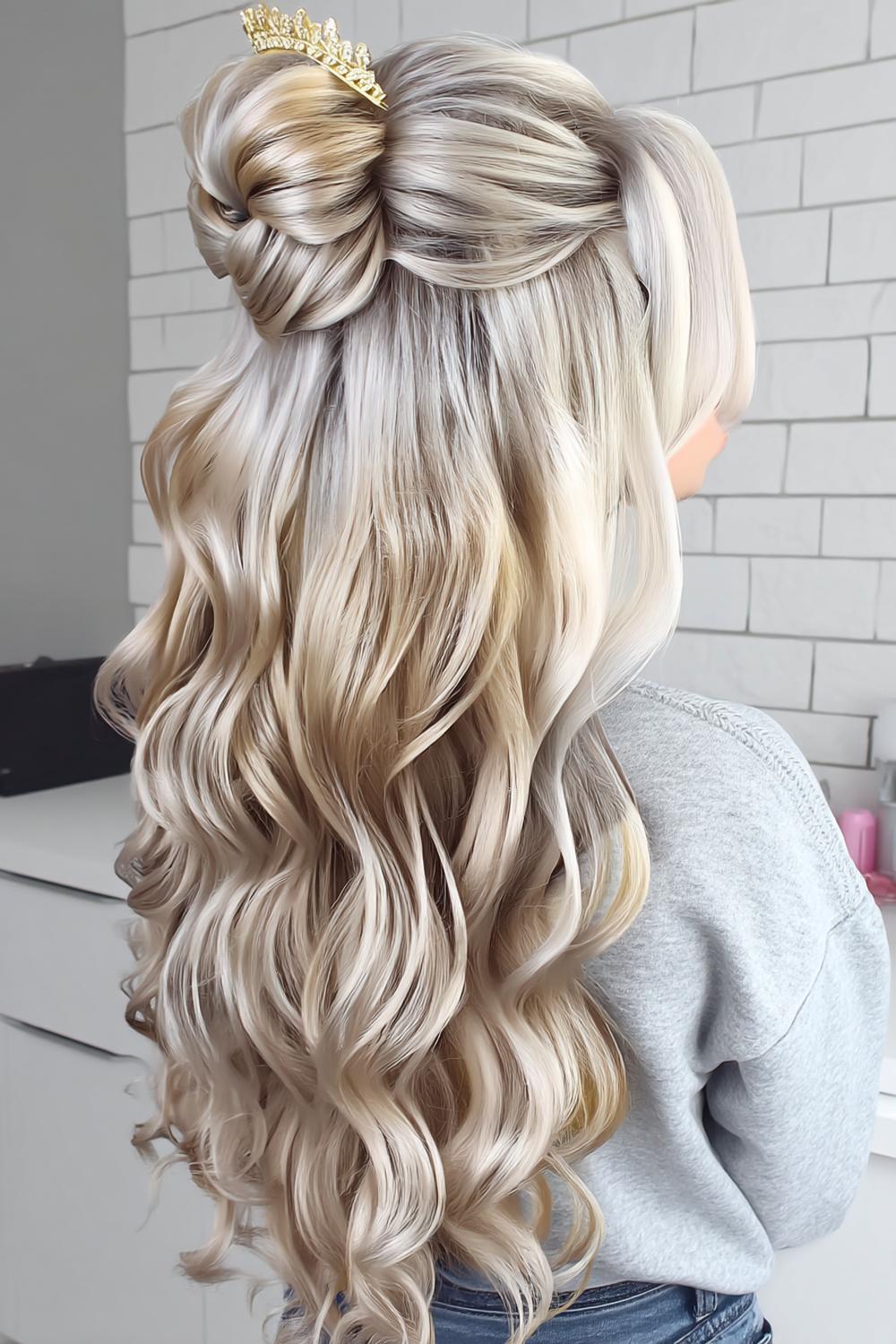 Natürliche Locken mit Haarschmuck