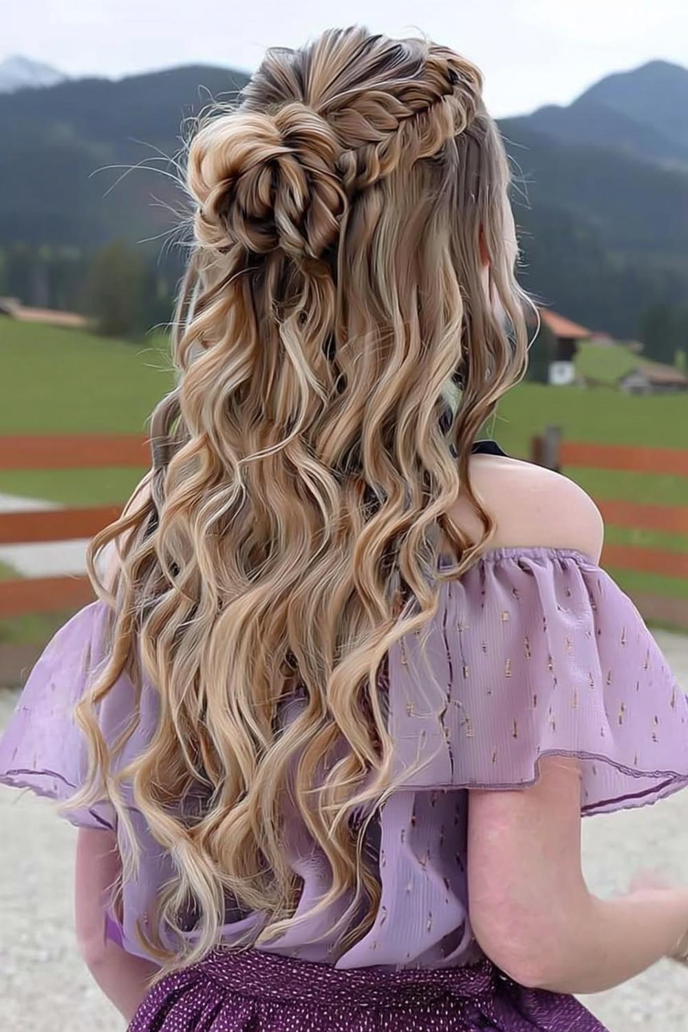 Romantische Flechtfrisur halboffen