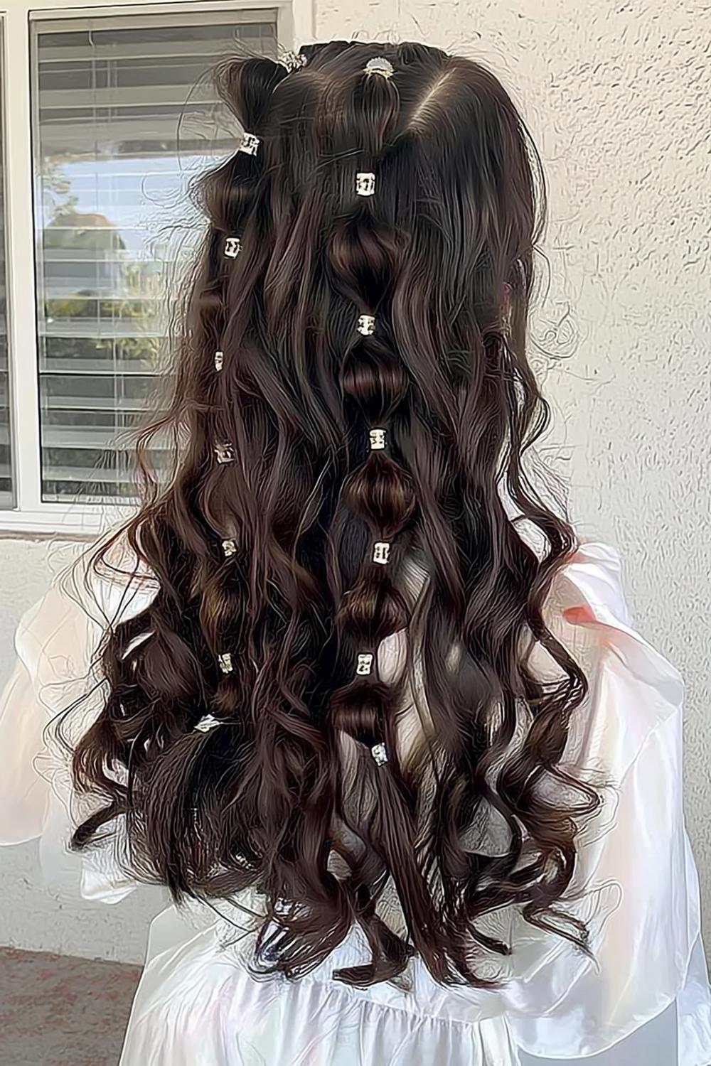 Glamouröse Bubble-Zöpfe mit Clips