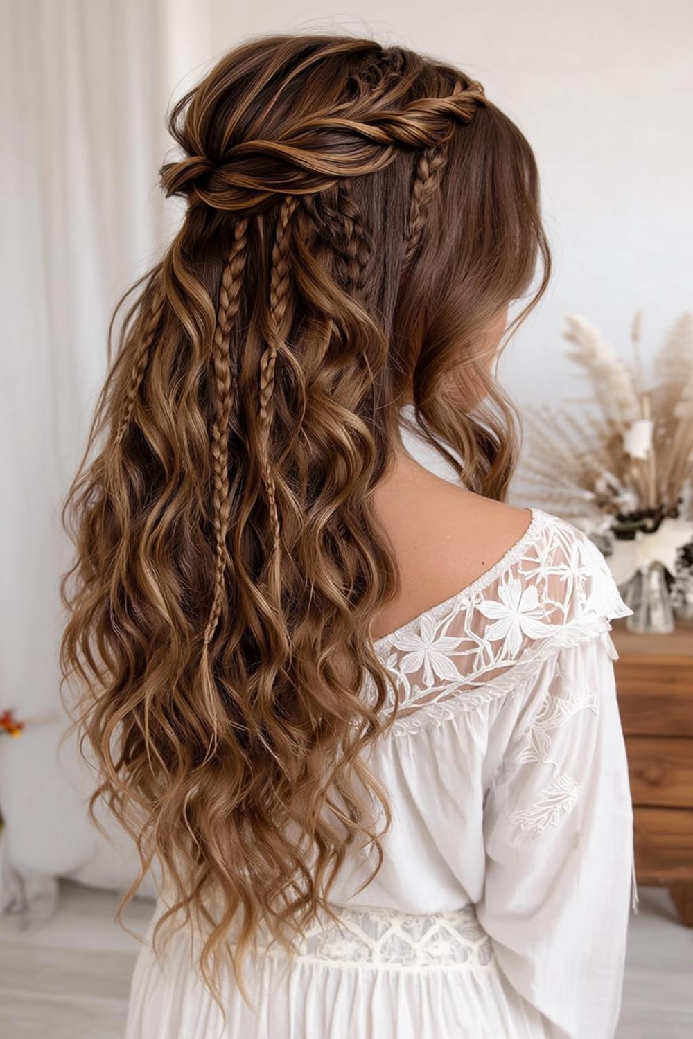 Romantische Flechtfrisur lang