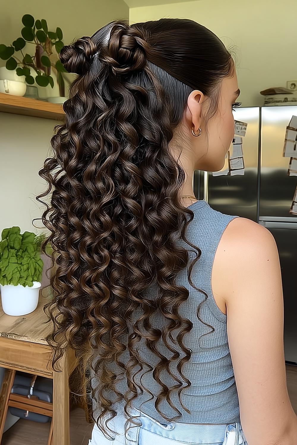 Romantische Hochsteckfrisur mit Locken