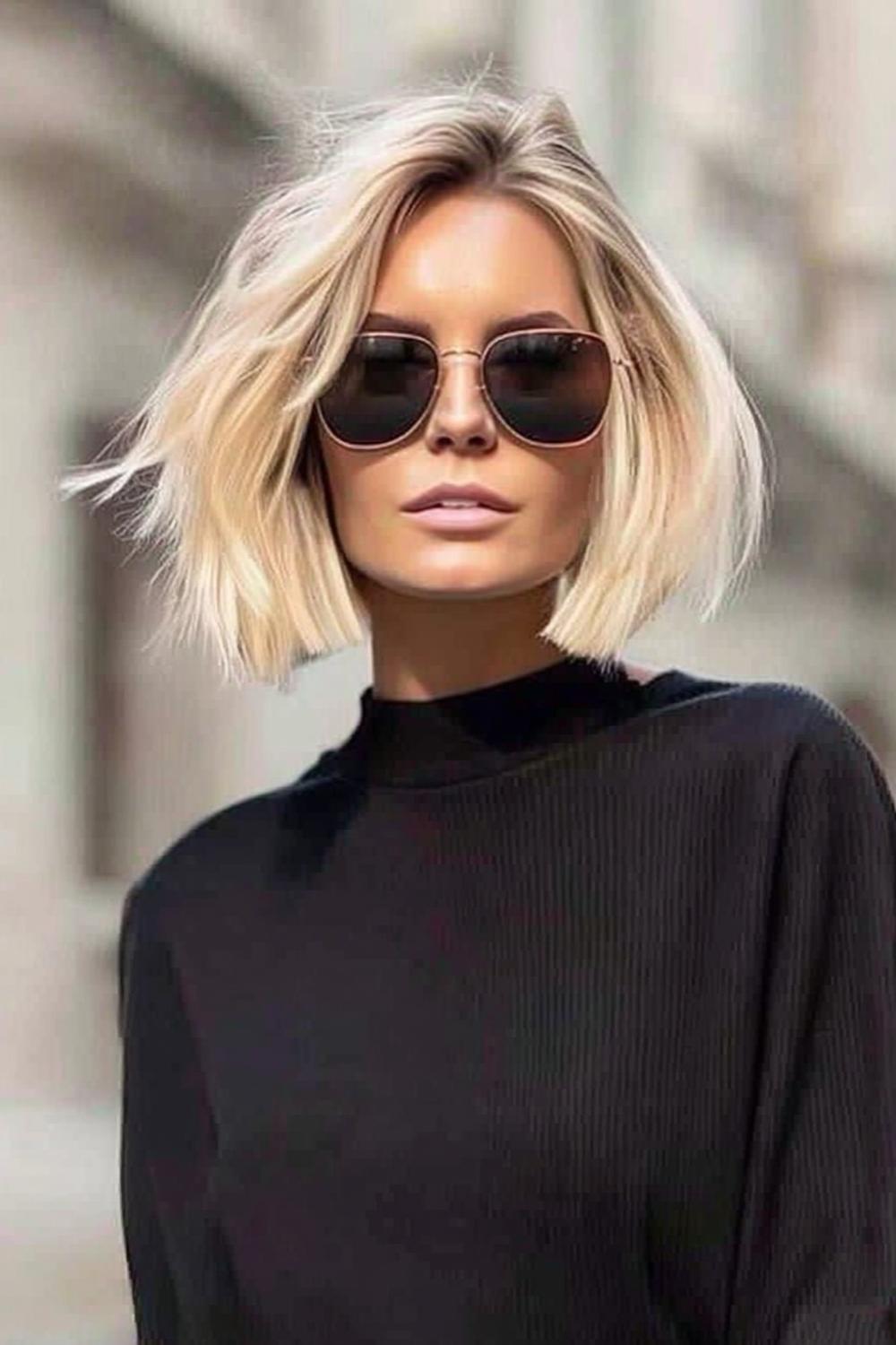 Platinblond mit Sonnenbrille