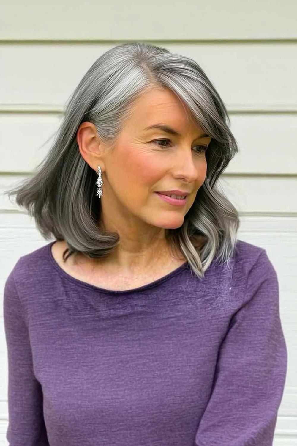 Voluminöser Grauer Bob