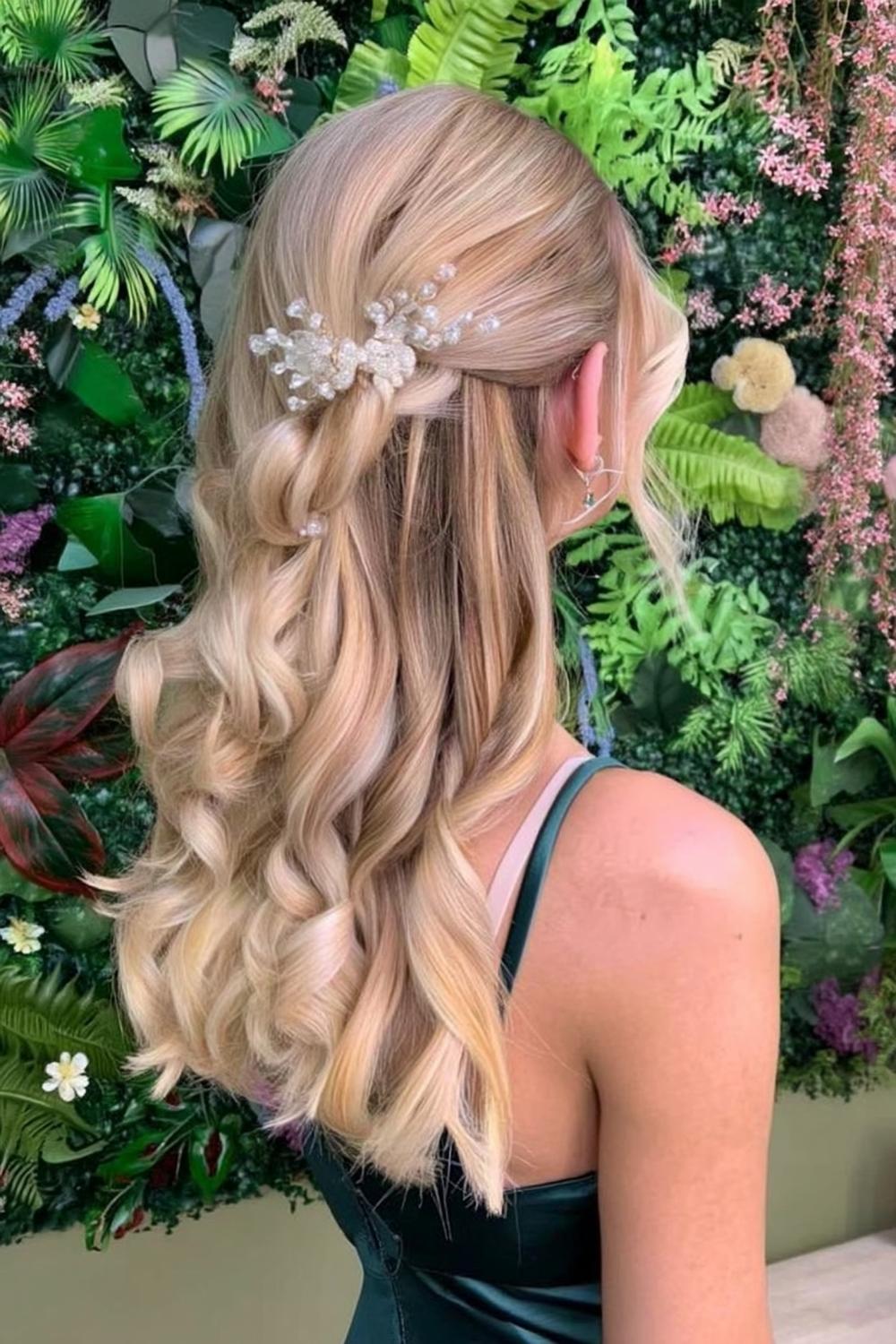 Elegante Locken mit Perlen-Accessoire