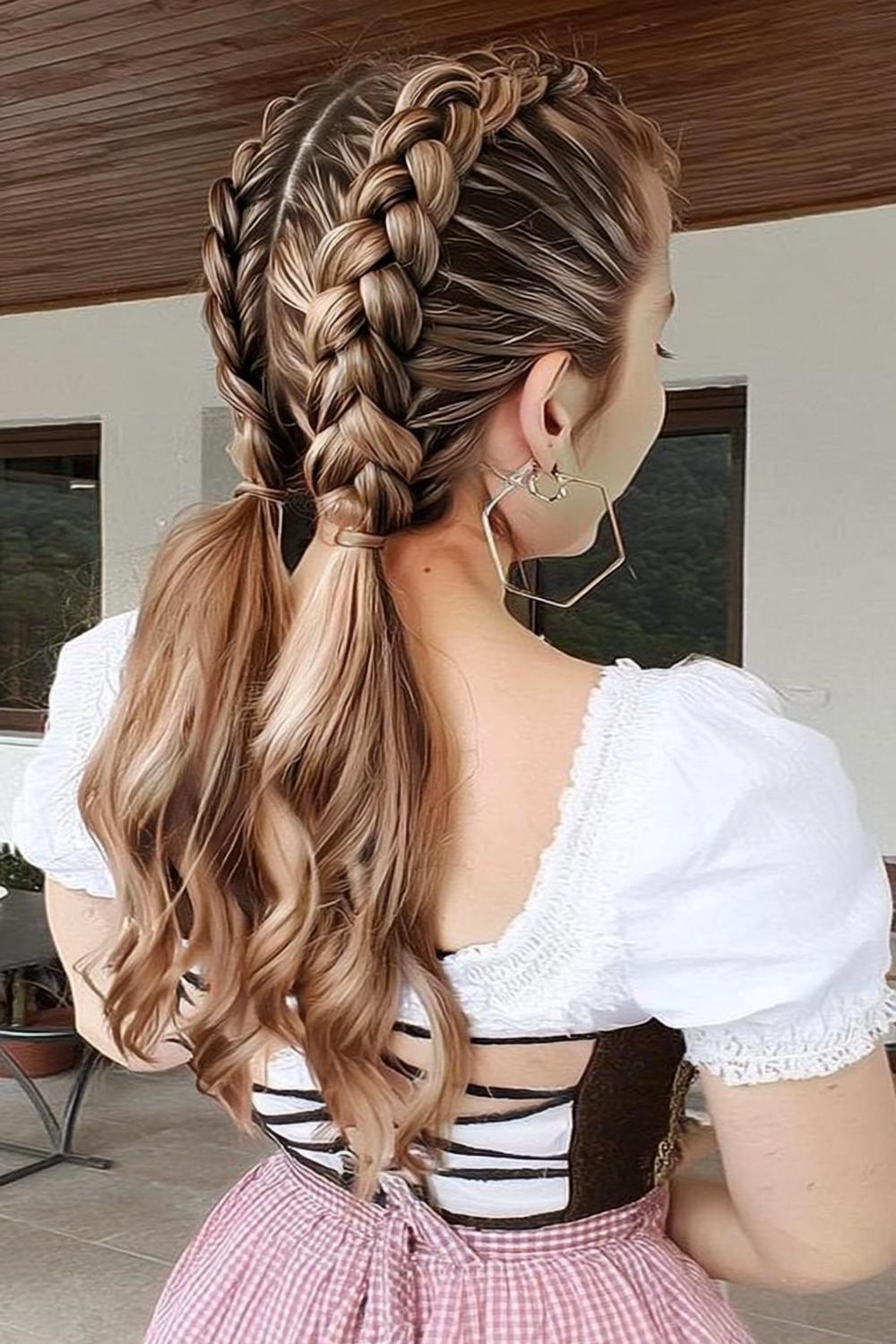 Doppelzopf Pferdeschwanz halboffen