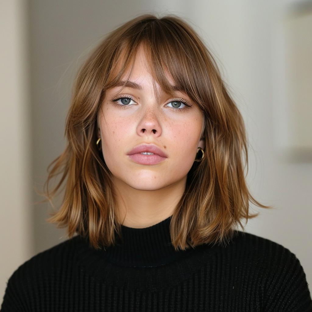 Mittellange Haare mit modernem Pony