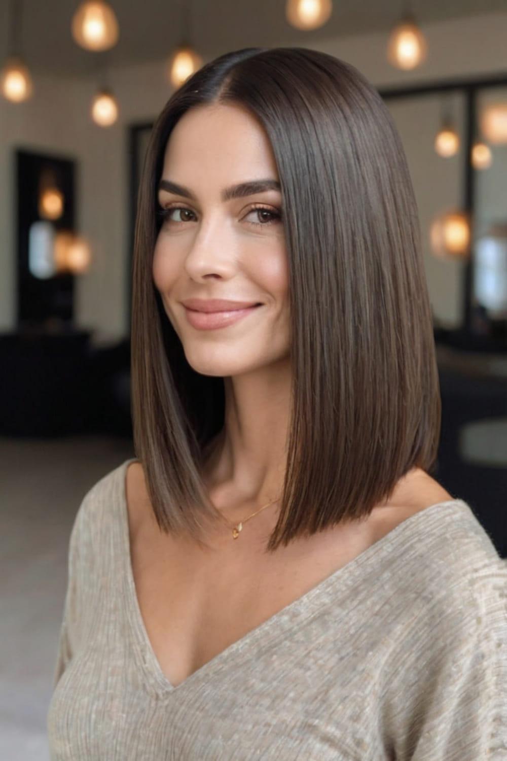 Sleek Look glatte mittellange Haare