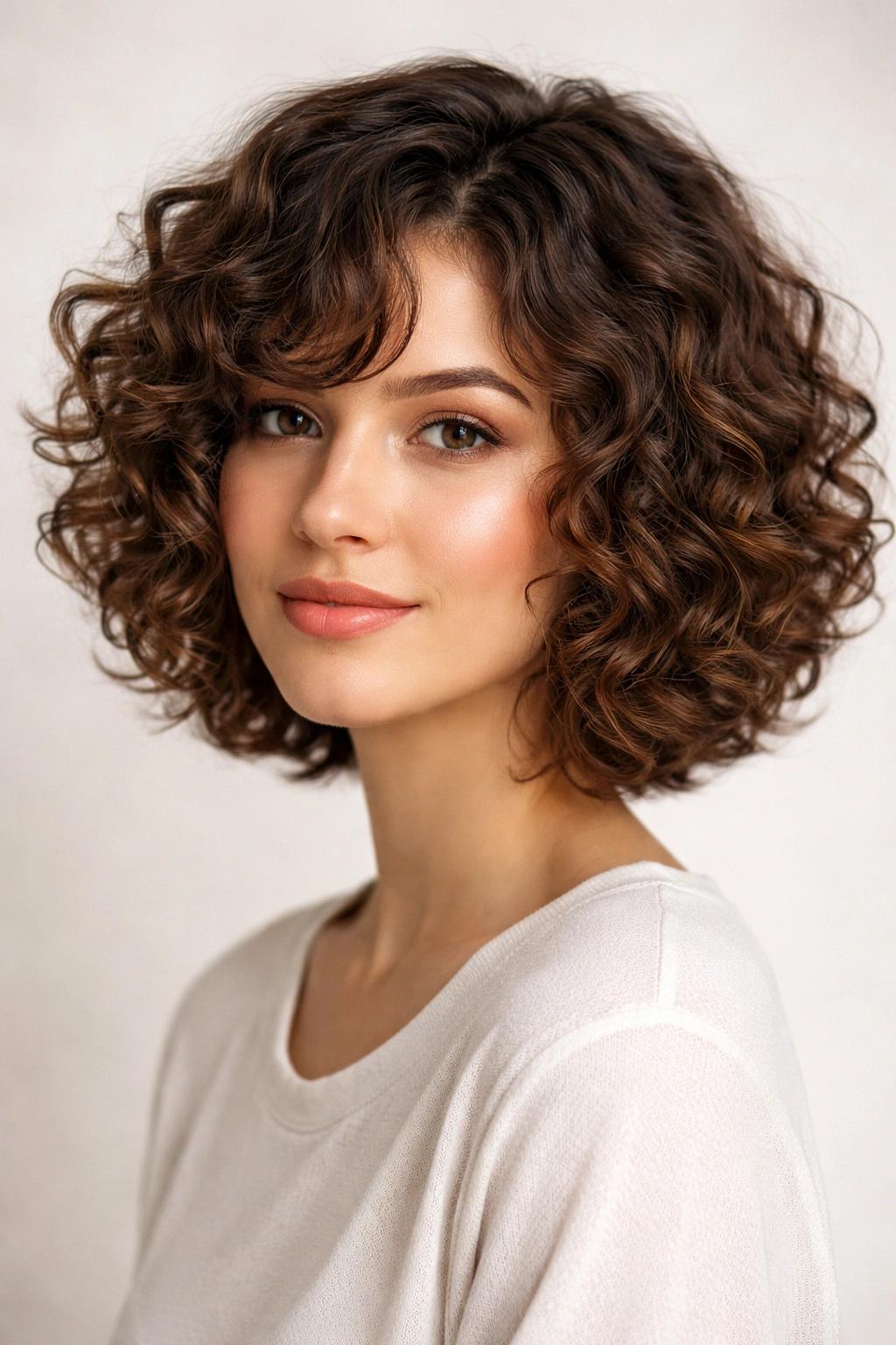 Lockiger Bob mittellange Haare