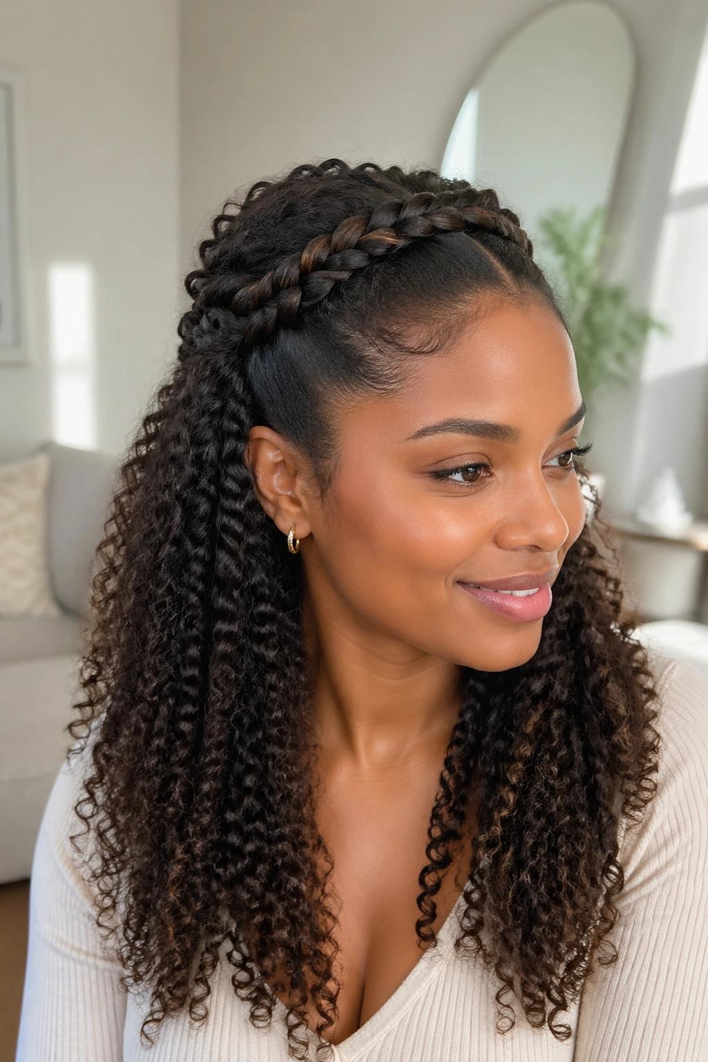 Offene Locken mit geflochtenem Haarband