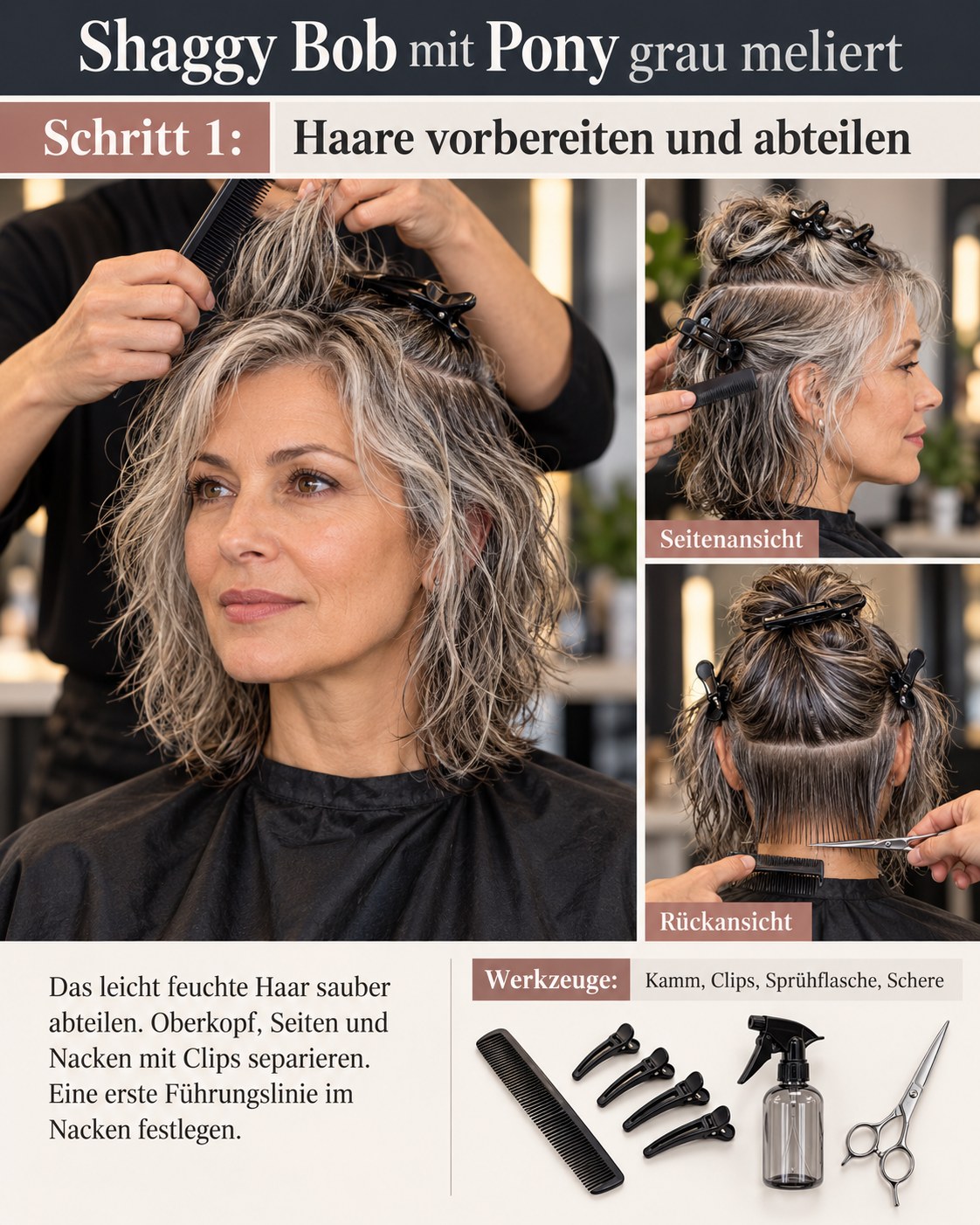 Shaggy Bob Mit Pony Grau Meliert – Schritt Für Schritt Zum